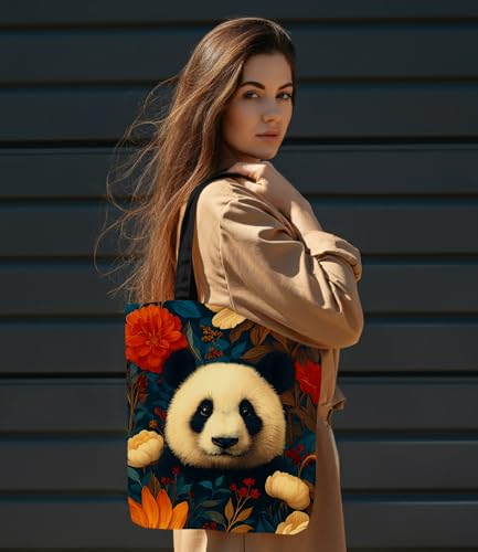 Vintage Botanical Animal Canvas Tote Bag for Women, Aesthetic Floral Animal Reusable Shoulder Bag for Shopping - color: 20