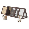 Rabbit Hutch, Small A-Frame Chicken Coop w/ 2 Door & Run Cage(Brown) | Outdoor Wooden Triangle Quail Hutch w/ Ventilating Wire Poultry Hutch for Small Animal Quail Cage Backyard - color: Brown