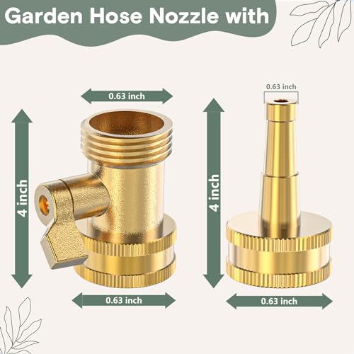 Twinkle Star Brass Hose Jet Nozzle with Garden Shut off Valve 4 Pack | 3/4" GHT High Pressure Hose Nozzle for Garden Hose & Car Wash, Extra 2 Rubber Washers - color: Nozzle Valve 4 Pack