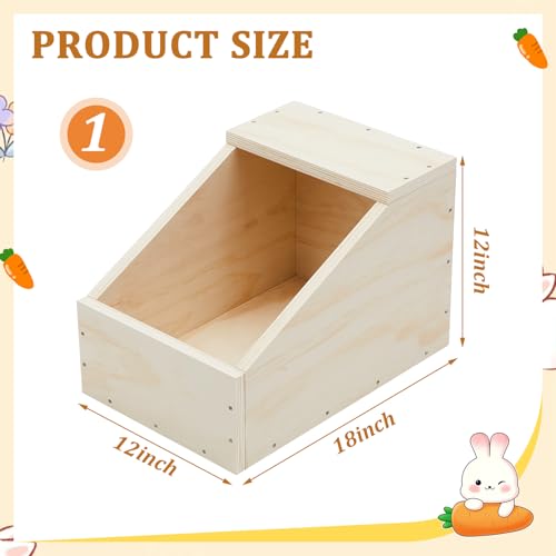 Maxcheck 1 Pack Wood Rabbit Nesting Box, 18x12x12 Inch Wooden Hutch Hideout for Breeding, Natural Burrow Den Alternative for Rabbits & Small Animals - size: 18x12x12 Inch