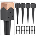 Insaga 4x4 Fence Post Anchor Heavy Duty Carbon Steel Post Spike Black - No Dig for Fence Mailbox Sign Deck Post, Fits 3.5"x3.5" Lumber-23'' x 3.7'' x 3.7'' (4Pack) - color: Black A-4pcs