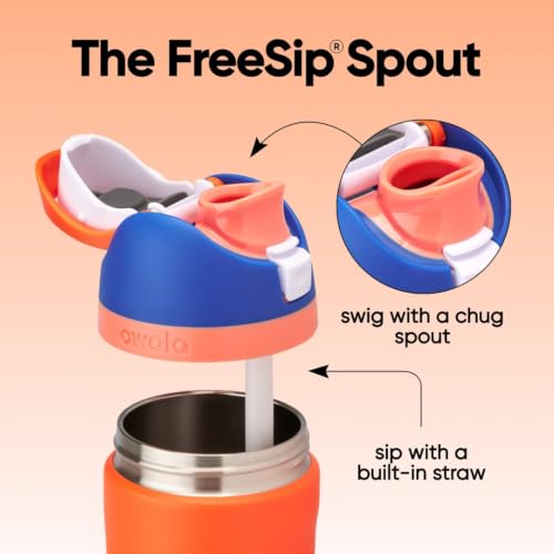 Owala FreeSip Kids Stainless Steel Water Bottle 16 oz Blue Citrus - color: Blue Citrus, size: 16 Ounces