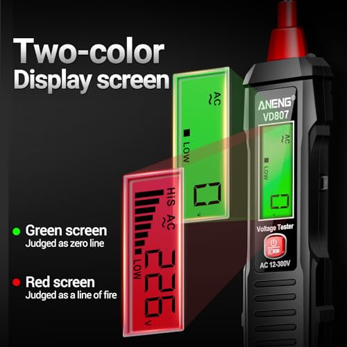 ANENG Non Contact Voltage Tester Pen,AC Voltage,LCD Light Bulb Tester Tools | Electrical Tester with LCD Display,Flashlight,Pocket-Sized Pen Detector, Buzzer Alarm,Wire Breakpoint Finder Black