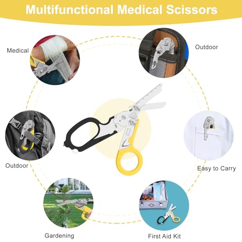 6-in-1 Heavy-Duty Emergency trauma shears (Black Yellow) - color: Black Yellow