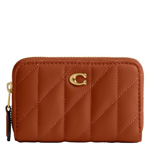 Coach Small Zip Around Card Case - color: Amber Brown, size: One Size