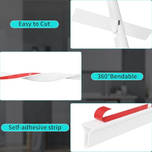 3ft/5ft/6ft/8ft10ft Collapsible Shower Threshold Water Dam Water Barrier for Shower and Water Stopper Keeps Water Inside Water Threshold for Wet and Dry Separation (8ft, White) - color: White, style: 8ft