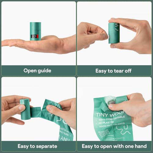 Small Dog Poop Bags, Compostable Plant-Based Waste Bags with Tie Handles, 24 Rolls (360 Count), Leak-Proof, Sized for Chihuahua, Pomeranian, Toy Poodle and Puppies