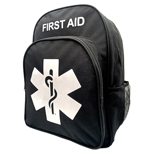 Red Emergency Bag First Aid Backpack Empty Medical First Aid Treatment First Responder Trauma Bags for Hiking Outdoors Travel Camping Pet Dog Cat Daycare (Black White) - color: Black White