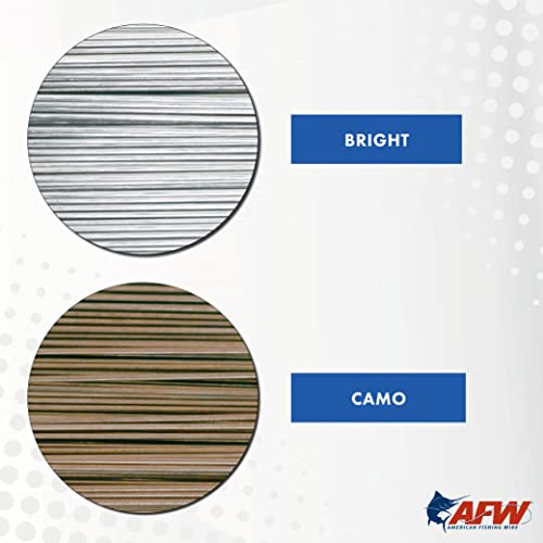 AFW Tooth Proof Fishing Line - Single Strand | High-Strength Stainless Steel Tooth Proof Fishing Line Single Strand Leader Wire Versatile Applications 360 lb test USA Made - color: Camo, style: #3, 32 Lb Test, 1 Lb