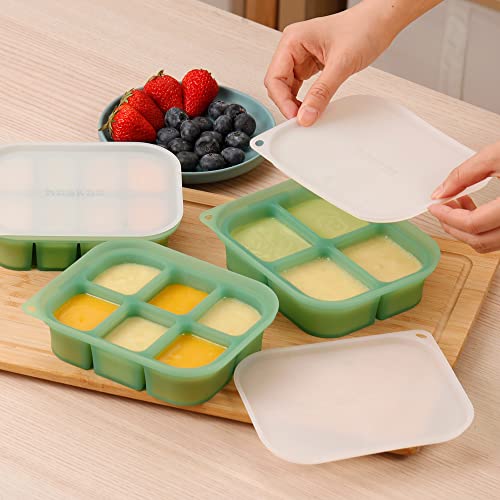 haakaa Silicone Baby Food Tray - Breastmilk Homemade Baby Food Mold - Baby Fresh Food Freezer Tray - Ice Cube Tray - - 4m+ Baby Toddler Kid - Pea Green - color: Pea Green, size: Medium