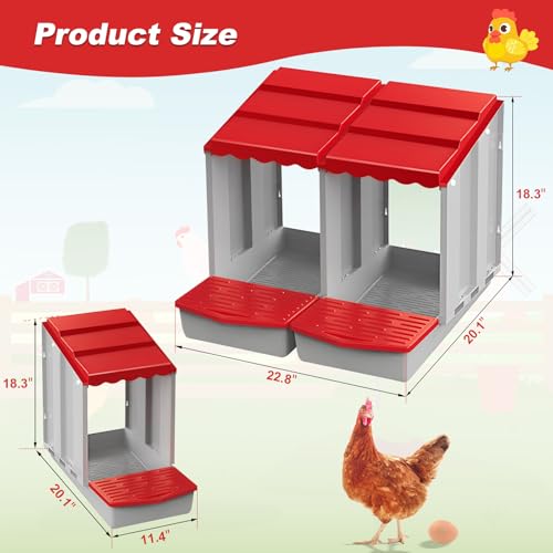 2 Hole Chicken Nesting Box with Rolling Egg Collection Design | Rolling Egg Collection & Protection Nesting Boxes, Avoid Broken Eggs, Ideal for Coops, Backyard & Family Chicken Raising - size: 2 Compartment
