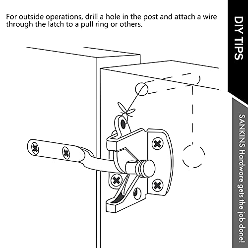 Self Locking Gate Latch for Wooden Fence with Pull String, 1pcs | Automatic vinyl gate latch, post mount automatic gravity fence latches for pool/garden/shed - size: With Pull Ring