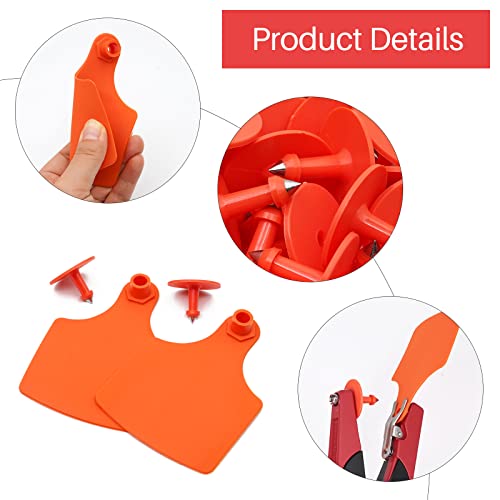4.1" L×3.5" W Cattle Ear Tags Big Blank 100PCS Livestock Identification TPU | Cow Ear Tags for Cattle Laser Tags for Cows Pigs Hog Goats Sheep Calf Animal Goat Sheep Earring Tags Non-fading (Orange) - color: 7-orange