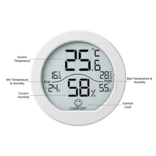 SECRUI Digital Hygrometer Thermometer for Room Temperature Humidity Meter Indoor Thermometer Accuracy Calibration LCD Temperature Sensor with Maximum and Minimum Records, TH1, White (Pack of 2) - color: White, size: TH1x1 (Pack of 2)