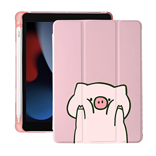 Cute Kawaii Pig for iPad (A16) 11th Gen Case 11 Inch 2025 | for iPad 10th Gen 10.9'' 2022 with Pencil Holder | Auto Sleep/Wake | Pink Leather Soft TPU Back Cover - color: Pig AA/Pink, size: iPad A16 2025/iPad 10th Gen 10.9 Inch 2022