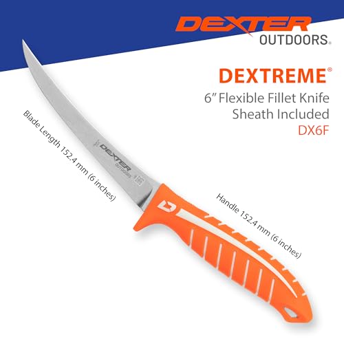 Dexter Outdoors Dextreme Single Edge 6" Flexible Fillet Knife, Sheath | Flexible single edge stainless blade sized for fish and detail work. Protective sheath included for boat and tackle bag. - style: 6" Single Edge Flex
