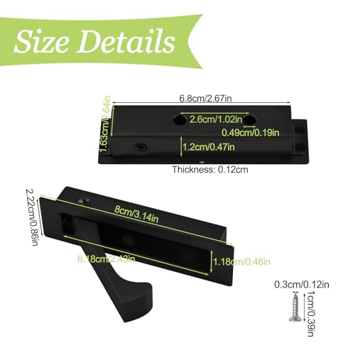 2PCS 304 Stainless Steel Recessed Pocket Door Handle Hardware Brushed Flush Mount Pocket Door Edge Pull for Closet Pocket (Black) - color: Black-2pcs-A