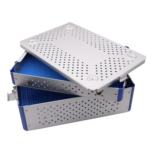 Autoclavable Aluminum Sterilization Tray, Silicone Mat for Ultrasonic Cleaning & Dental Tools 11.8"×7.9"×3.5"