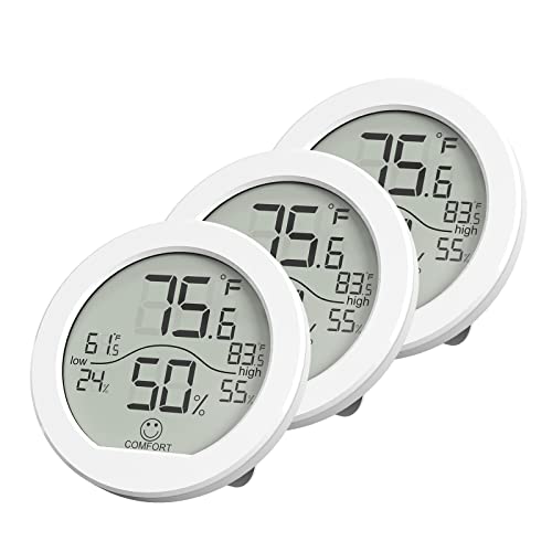 Indoor Digital Hygrometer Thermometer for Room Temperature Humidity Meter | SECRUI Thermometer Accuracy Calibration LCD Temperature Sensor with Maximum and Minimum Records,2 Pack - color: White, size: TH1 x3