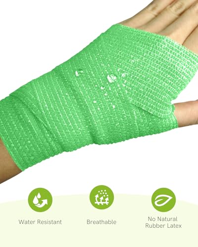 FriCARE Self Adhesive Bandage Wrap, Medical Tape in First Aid Kit | Elastic Cohesive Bandages for Sports/Vet/Wrist Ankle Wounds, 2 Inches X 5 Yards, Latex-free 6 Rolls, Velvet Mint - color: Velvet Mint