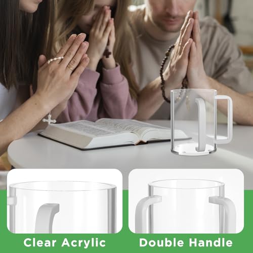 2 Pcs Judaica Hand Washing Cup with Dual Handles for Netilat Yadayim 5" Acrylic Clear Negel Vasser Jewish Ritual Kohanim Holiday Gifts(White Handle)