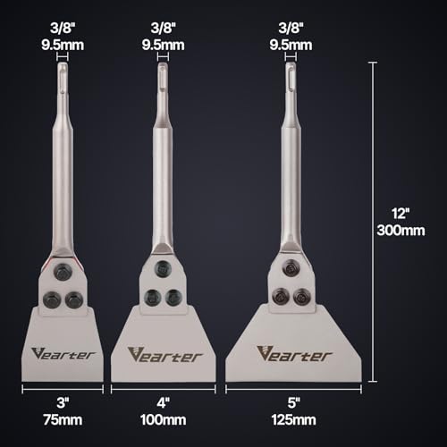 4''x12'' SDS Plus Floor Scraper, Concrete Chisel Tile Removal Tool | SDS Chisel Bit, Tile Scraper Brick Removal, 65# Manganese Steel Replaceable Blade, 40CrMo Steel Shank, for Electric Hammer - size: 4'' x 12''