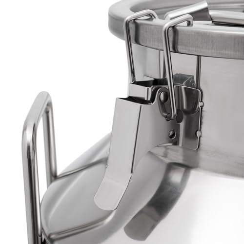 60L/15.85 Gallon Milk Can with Faucet, Stainless Steel Heavy Duty Locking Lid Pail with Spigot, Airtight Food Liquid Storage Container for Wine, Water, Grain, Home, Farm, Kitchen, Commercial Use - size: 60L / 15.85Gallon