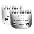 2PC 10 Blade Dog Grooming Clipper Blades Compatible with Andis Dog Clipper | Grooming Blade for Oster A5,Wahl KM10 Series,Detachable Ceramic Blade & Stainless Steel Blade,Size-10, 1/16-Inch Cut Length - color: 2pc 10:1/16''(1.5mm)
