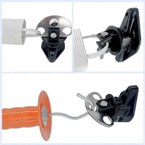 24ft Electric Fence Gate Handle Kit with Spring & 3-Way Anchor | Open/close without power off. Spring stretches 24ft no sag. Conductive coating