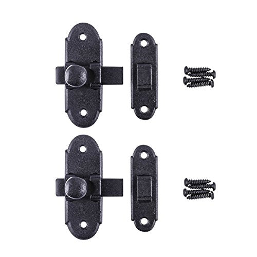 Renovators Supply Manufacturing Slide Bolt Latch 2.2 in. Black Wrought Iron Ball Tip Style Slide Bolt with Mounting Hardware Pack of 2 - size: Pack of 2