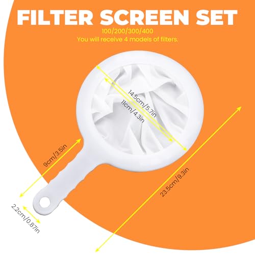 4 Pack Fine Mesh Strainer Set, 100/200/300/400 Ultra Fine Mesh Sieve Small Kitchen Filter Colander with Handle for Soy/Nut Milk, Juice, Yogurt, Coffee, Kefir, Liquids
