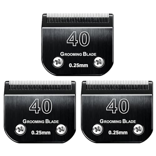 3 Pcs Size 40# Detachable Dog Grooming Blades, Compatible with Andis, Oster A5, Wahl KM10 Series Clippers, Cut Length 0.25mm, Black (40# 0.25mm, 3Pcs) - size: 40# 0.25mm, 3 Pcs