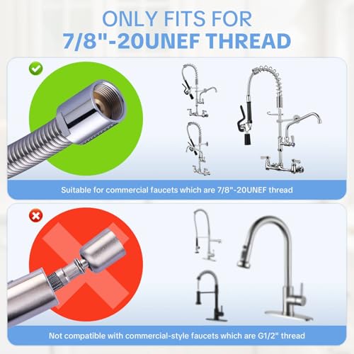 Pre Rinse Sprayer Commercial Sink Sprayer Head, Low Lead Spray Valve Dish Sprayer Nozzle with Ergonomic Handle, High Pressure Brass Faucet Parts for Commercial Kitchen faucet, Chrome Finished