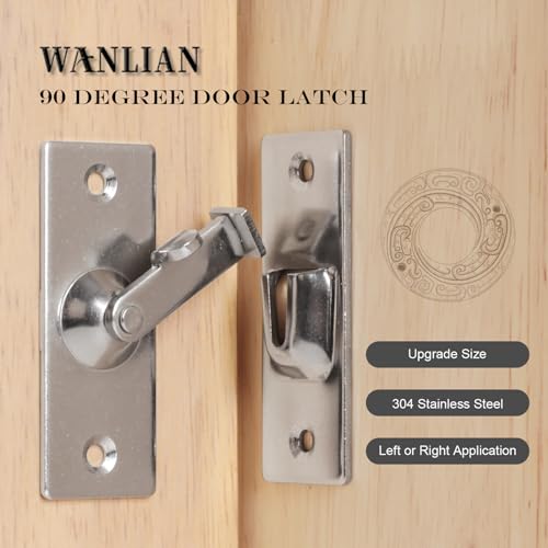 WANLIAN MINI Size 90 Degree Door Latch Sliding Door Lock Screen Door Latch Pocket Door Latch | Quick-Access Locking for Privacy in Bathroom, Toilet, RVs & Small Spaces, Left Or Right Application, 304# Stainless Steel - color: Silver, size: Small