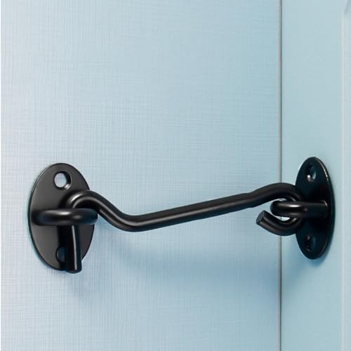 2 Pcs Barn Door Lock, 3 inch Steel Hook and Eye Latch for Door, Black - size: 3 Inch