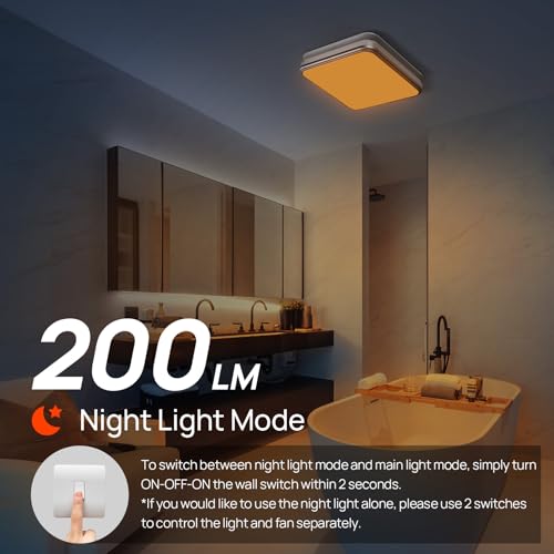 Consciot Bathroom Exhaust Fan with Light, 110/160CFM 1.0 Sones, 40W Household Ventilation Fan for Home, 1500lm Dimmable LED Light 3000K/4000K/5000K Selectable & Nightlight, White - style: 110/160 CFM
