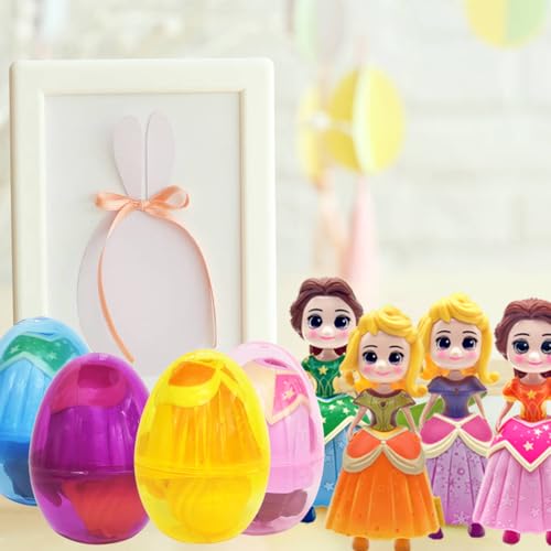 4 Pack Easter Jumbo Princess Deformation Prefilled Easter Eggs with Toys, Easter Party Favors Gift for Girls Boys, Toddlers Kids Easter Basket Stuffers Fillers, Classroom Prize for Easter Eggs Hunt - style: Princess