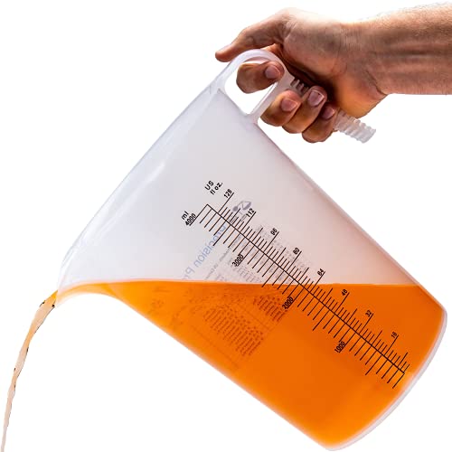 One Gallon 128oz Measure Pitcher - Convenient Conversion Chart - Strong Food Grade - Great for Lawn, Chemicals Pool, Ag, Lye, Home Hobbies, Motor Oil, Fluids - Turnah Precision Products, Made in USA - size: 128 oz