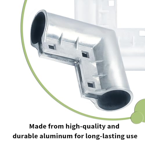 4-Pack Heavy-Duty Aluminum Gate Elbows 90° Corner Brackets 1-3/8" Outdoor Diameter Pipe Fitting for Chain Link Fence Gates | Rustproof & Easy Snap Installation