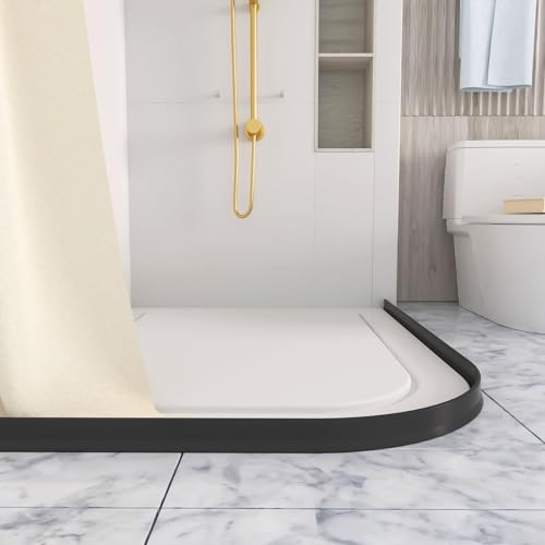 Raycity 3"H Shower Threshold Water Dam, Shower Water Guard, 67 Inch, Black | Silicone Rubber Water Stopper for Walk in Shower, Water Barrier, Prevent Leaks, Suitable for Bathroom, Kitchen - color: Black, style: 67 inch