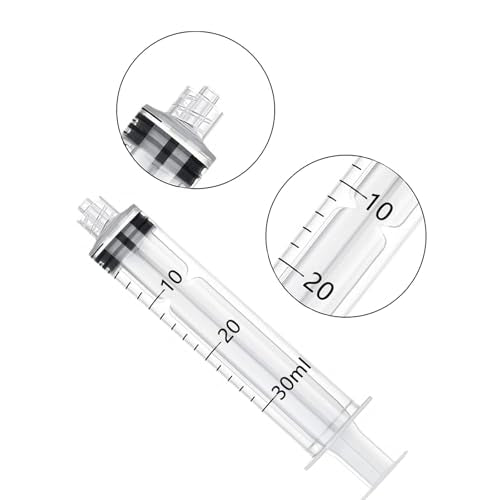 5Pcs Drench Gun Feeding Syringe, Small Animal Pet Livestock Drench Syringe with 5Pcs Screw In Drench Nozzle for Liquid Measuring Watering Refilling Feeding (30ML) - size: 30ML