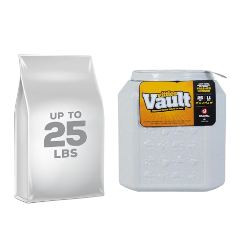 Vittles Vault Vittles Vault Pawprint Food Storage Container + Scoop, 25lbs | BPA Free Plastic, Sealed Airtight for Kibble, Bird Seed, Oatmeal and More; Includes Scoop, Made in USA - size: 25 Pounds