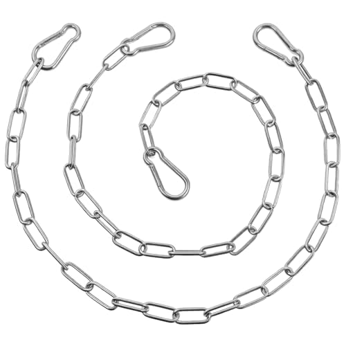2 Pcs 24" Stainless Steel Gate Chain Lock, 3mm Thick Heavy Duty Gate Link Chain with Double-Ended Hooks for Fences, Garden and Farm Use