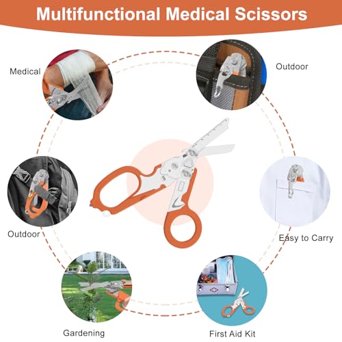 6-in-1 Heavy-Duty Emergency trauma shears (Orange) - color: Orange