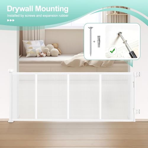 EZIGO Retractable Baby Gates Replacement Parts for 100/120 inch Dog Gate | Full Set Wall Mounting Accessories Including Brackets, Latches, Screws for Extra Wide Baby Gate Retractable Dog Gate, White - color: White, size: Medium