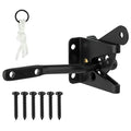HILLMASTER Upgrade Self-Locking Gate Latch for Wooden Fence Heavy Duty, Automatic Gravity Lever Door Latches with Longer Fasteners & Pull String for Secure Pool, Garden, Black Finish/4.7in - size: 1 Pack