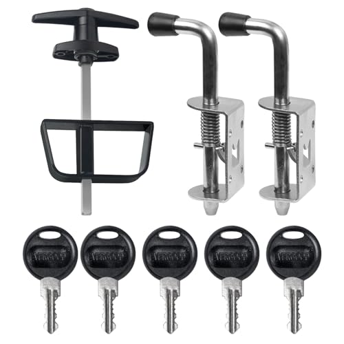 5 Keys Double Door Shed Hardware Kit - Includes Barrel Bolt, Latch, and Double Door Hardware for Easy Installation for Gates, playrooms，Added Protection and Versatility - size: 5.5-inch-T