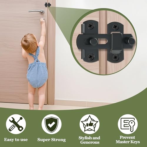 Alise 2 pcs Flip Latch Gate Latch,3 inch Stainless Steel Barn Door Lock,Anti-Theft Lock,Safety Door Lock for Wooden Fence,Matte Black Finish MS9003B-2P | Heavy Duty Gate Hardware ,Security Flip Latch,Anti-theft Latch for Barn Wood Fence Sliding French Doo