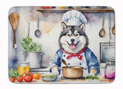 Caroline's Treasures Alaskan Malamute The Chef Memory Foam Kitchen Mat Machine Washable Anti-Fatigue Mat Cushion Comfort Bath Mat or Kitchen Rug - color: Alaskan Malamute 6184