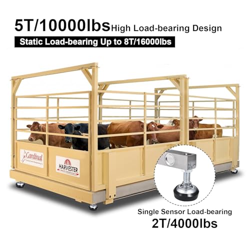 Livestock Scale 10000lbs Capacity | Precision Farm Animal Scales for Weighing | Digital Weighing Machine with 4 Two-Ton Sensors & Junction Box | Veterinary Scale for Goat, Pig, Cattle Sheep Horse
